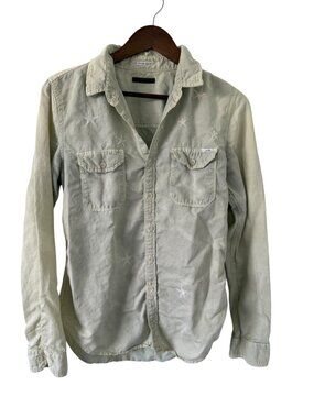 MOTHER The Trooper Long Sleeve Button Up- Trooper- Light Green/Stars- M